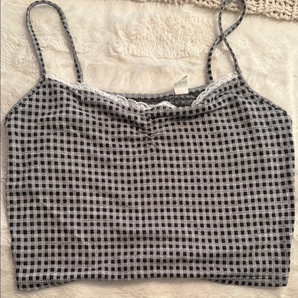 Checkered Black and White Women's Top